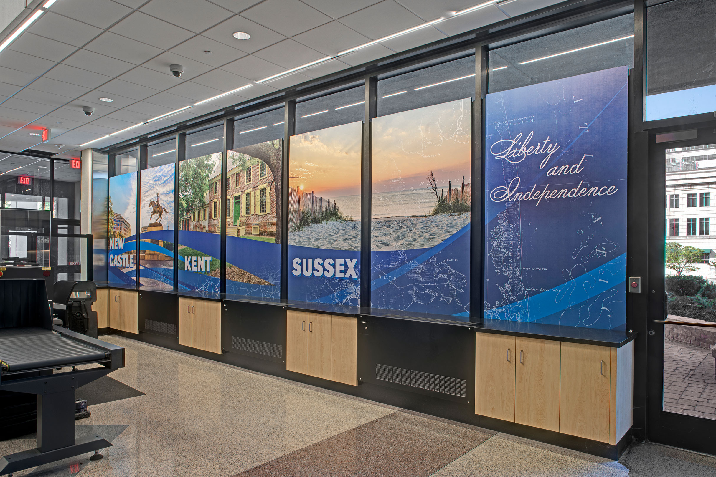 Carvel Building Lobby windows.